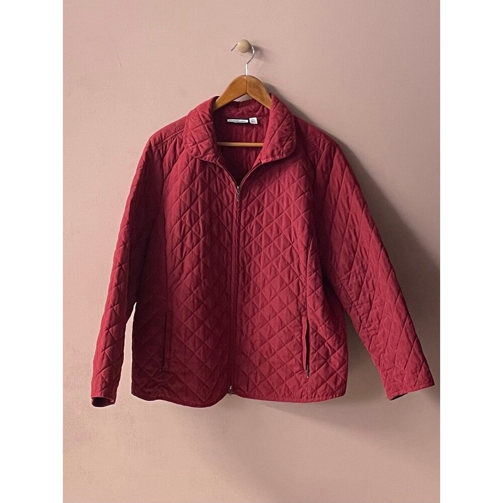 Croft & Barrow Classic Red Quilted Zip Up Jacket Size XL